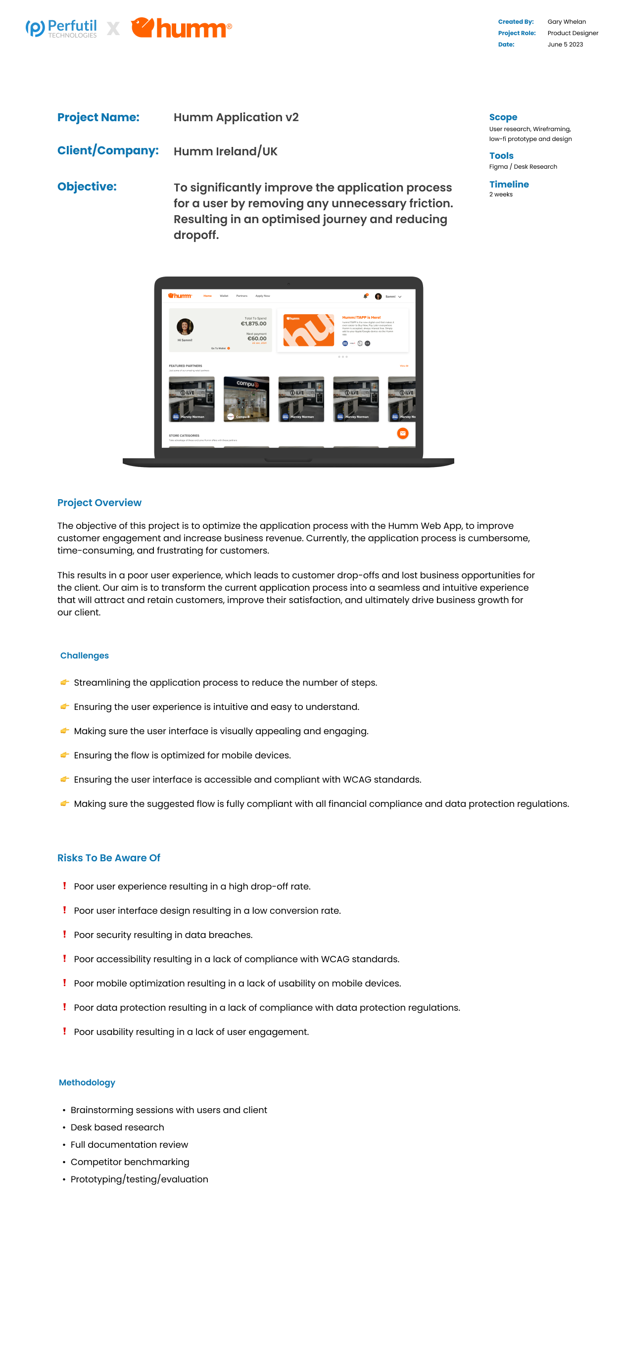 Humm onboarding research and audit artefacts — screen 1
