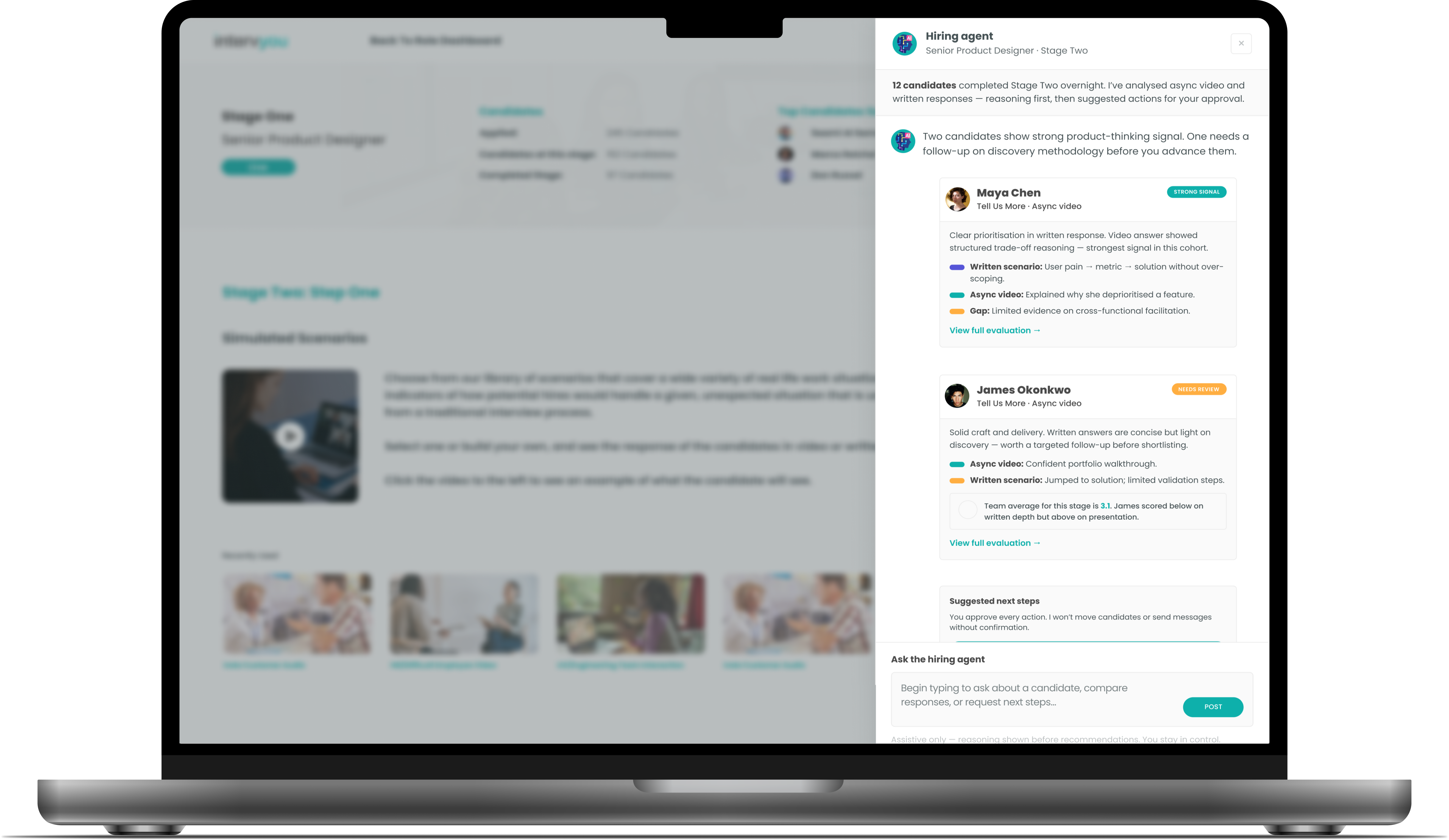 Intervyou — Agent Analysis screen