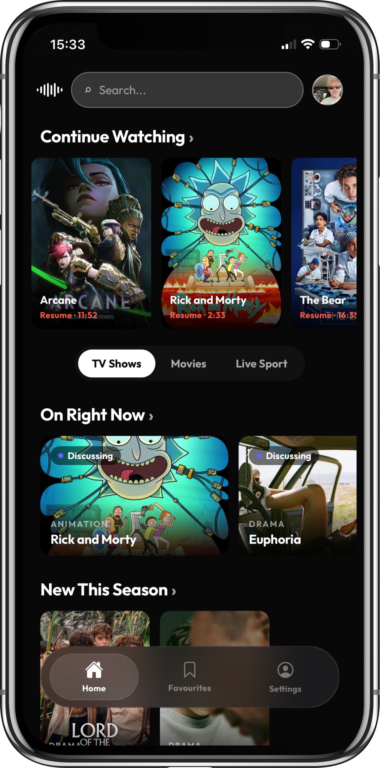 Lobbi on iOS — home discovery, content rows and the compact Lobbi Room with Timeline and comment feed. — screen 5