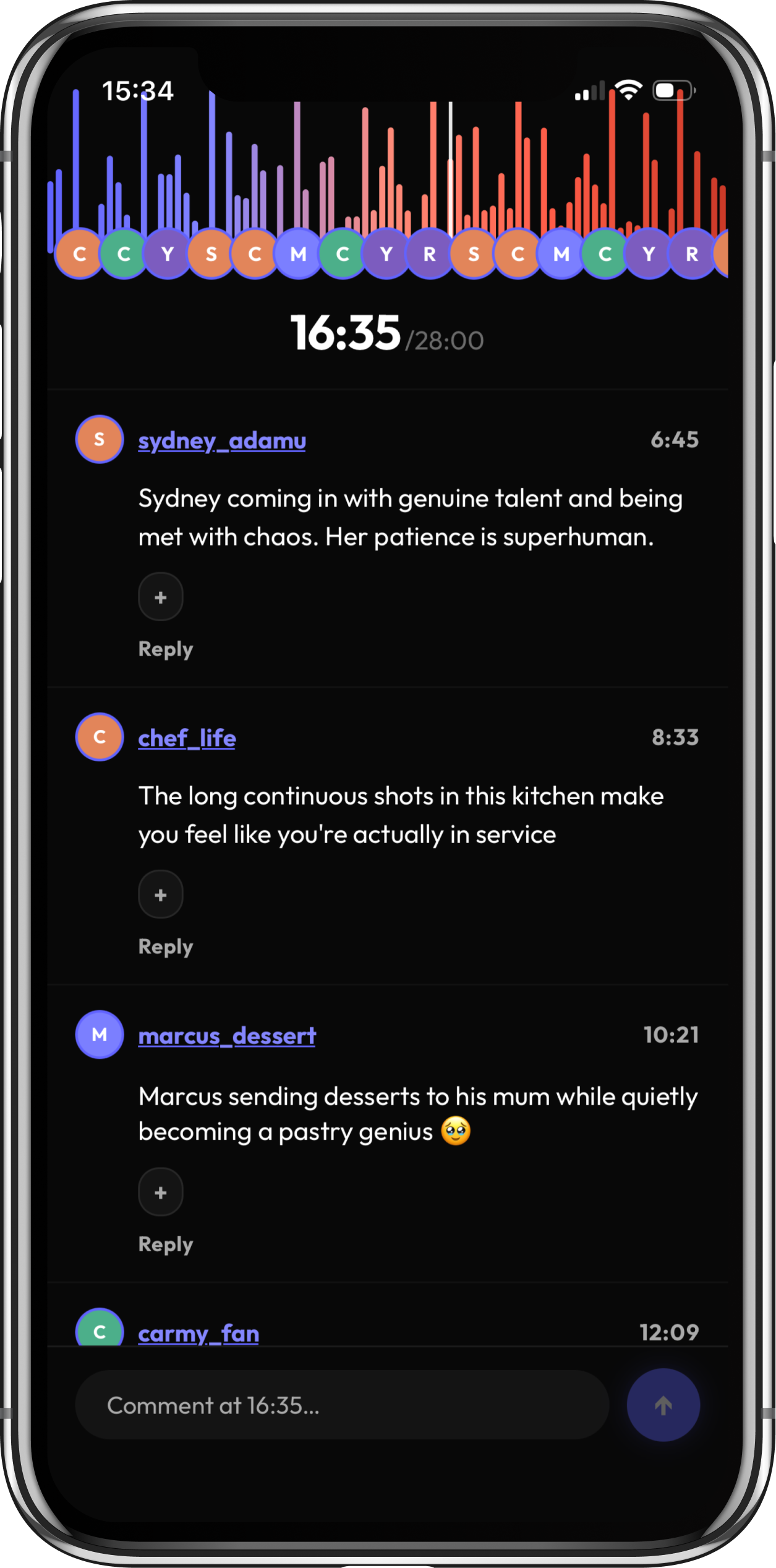 Lobbi on iOS — home discovery, content rows and the compact Lobbi Room with Timeline and comment feed. — screen 1