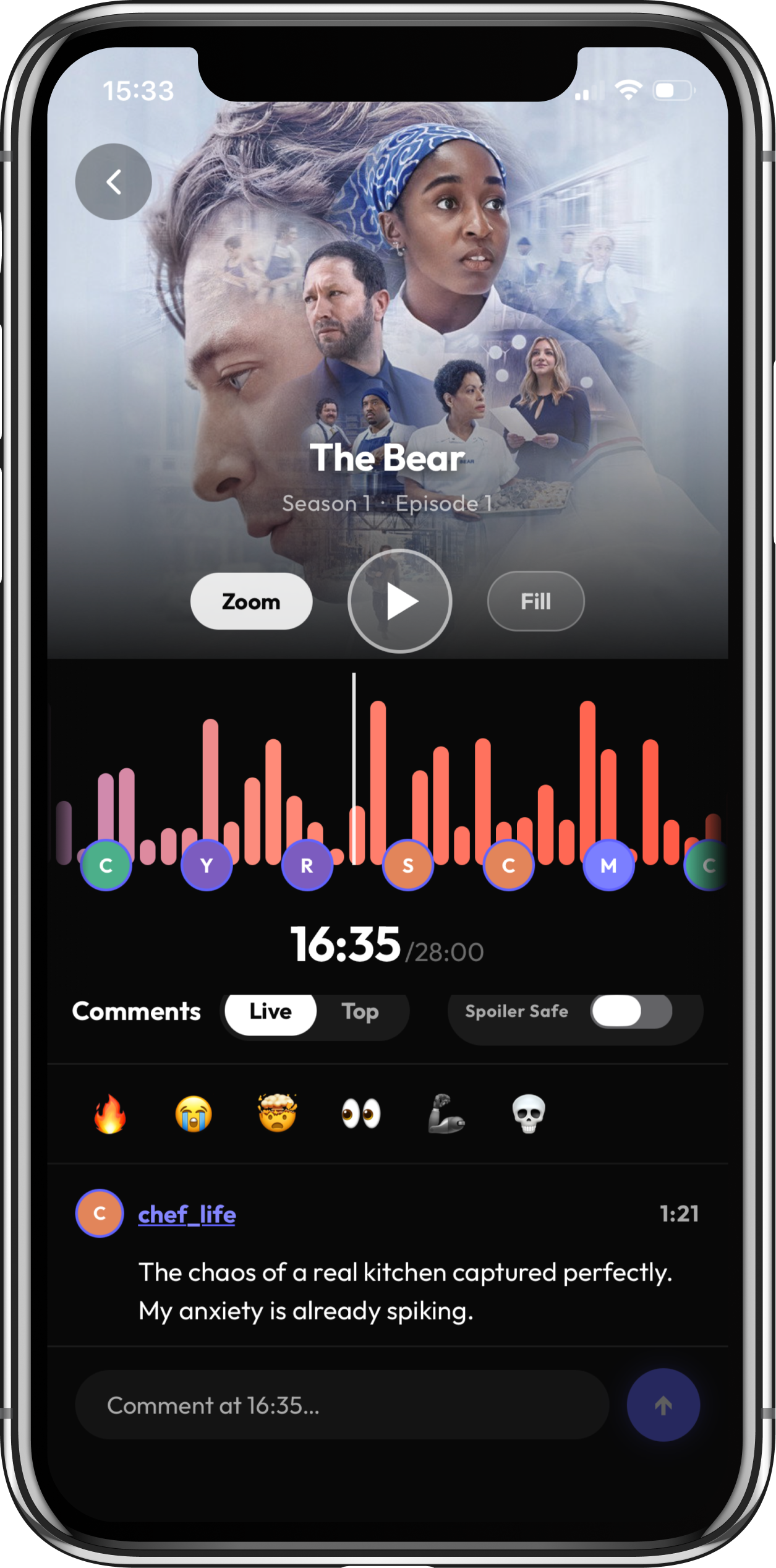 Lobbi on iOS — home discovery, content rows and the compact Lobbi Room with Timeline and comment feed. — screen 6