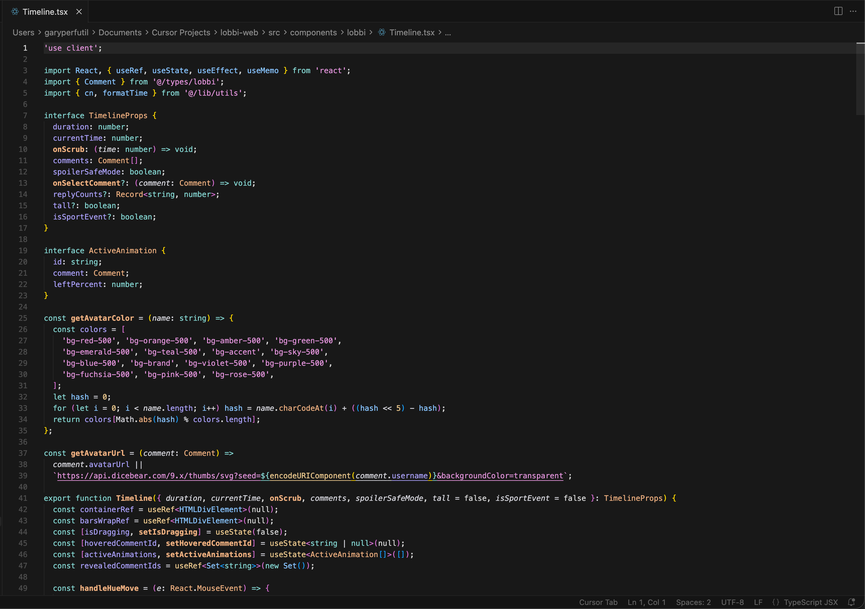 Terminal running Cursor mid-build — the actual working environment, not staged. Real code, real commits.