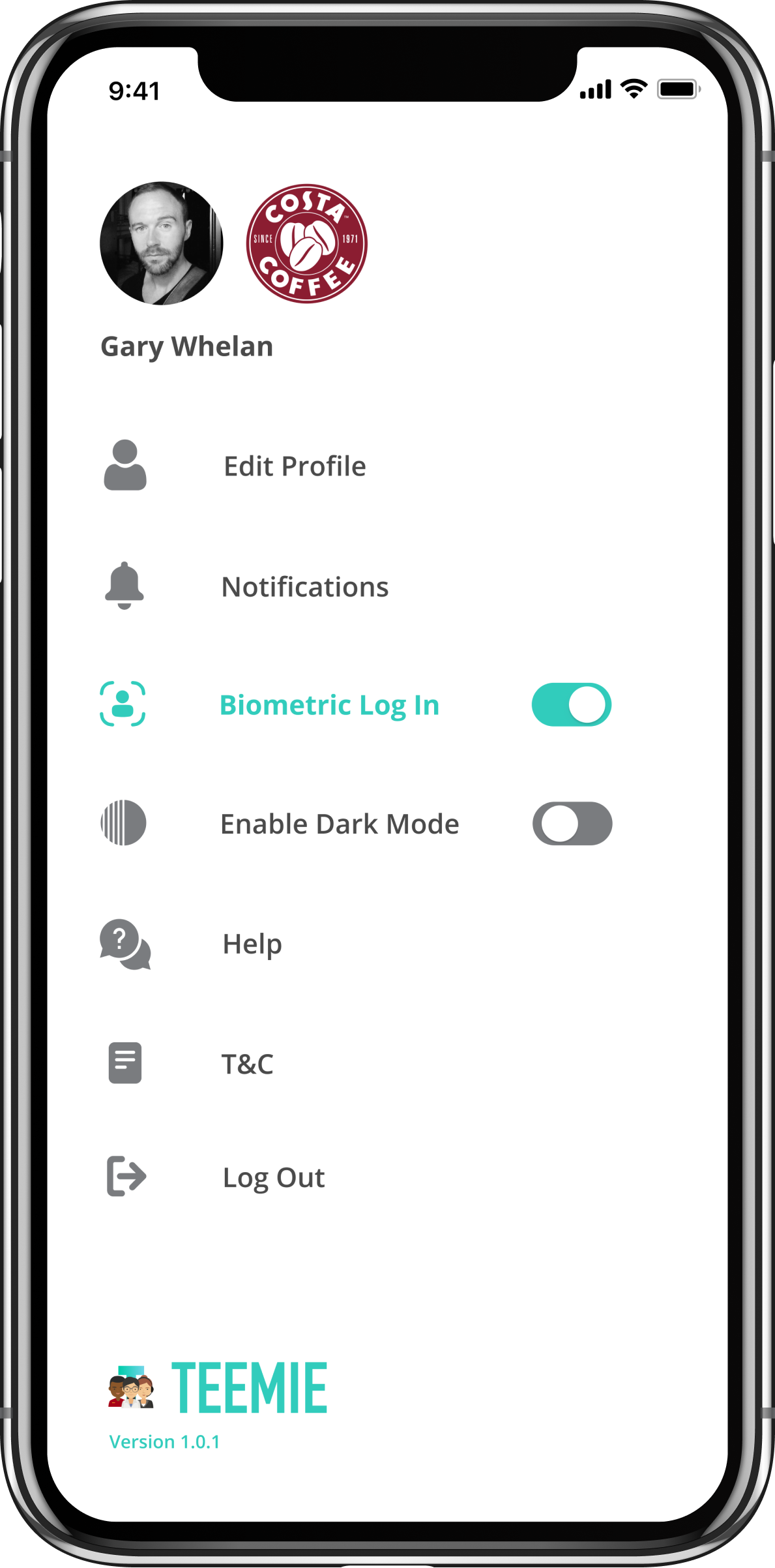 Staff mobile app — home, roster, clock-in, tasks, messages and settings built for 30-second shop-floor use. — screen 7